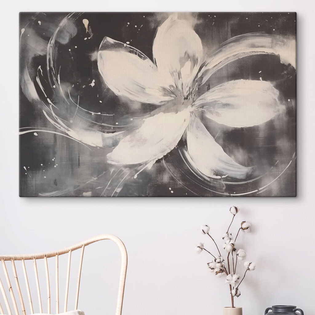 White flower on a black background White flower on a black background