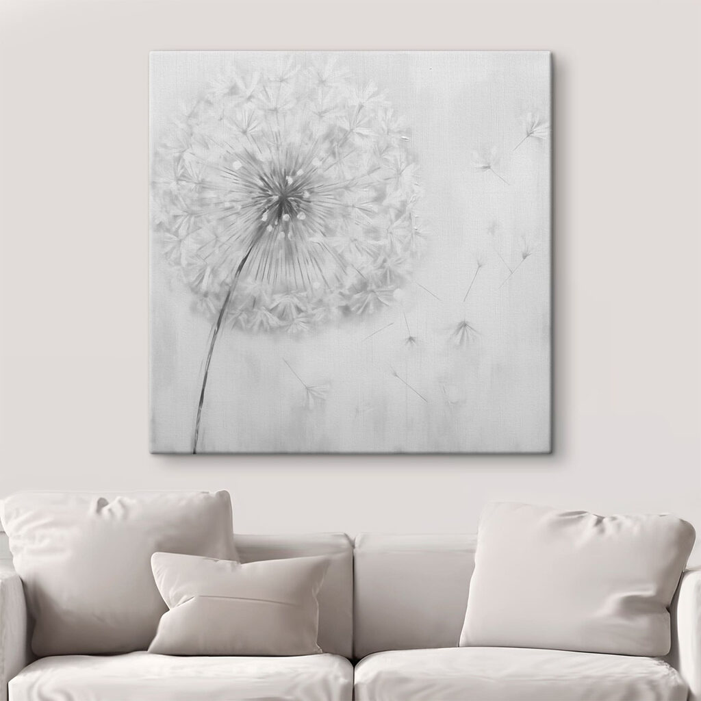 Dandelion flower with seeds flying in the air Dandelion flower with seeds flying in the air