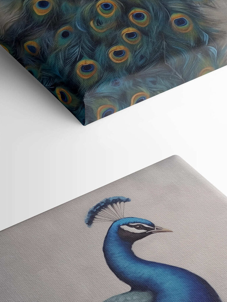 Painting of a peacock on a branch Painting of a peacock on a branch
