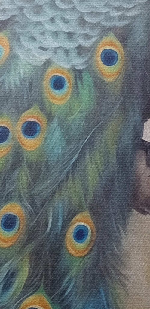 Painting of a peacock on a branch Painting of a peacock on a branch