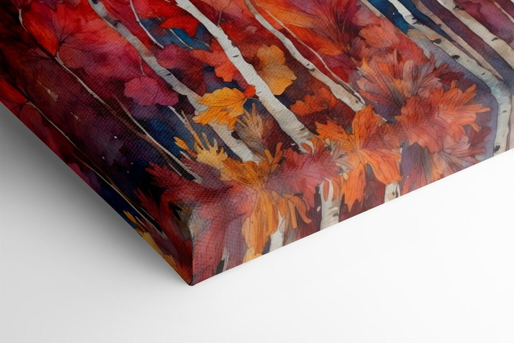 Watercolor painting of trees with orange and purple leaves Watercolor painting of trees with orange and purple leaves