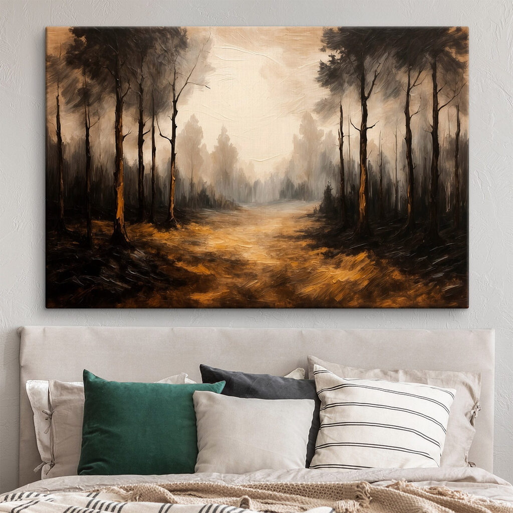 Painting of a forest with trees Painting of a forest with trees