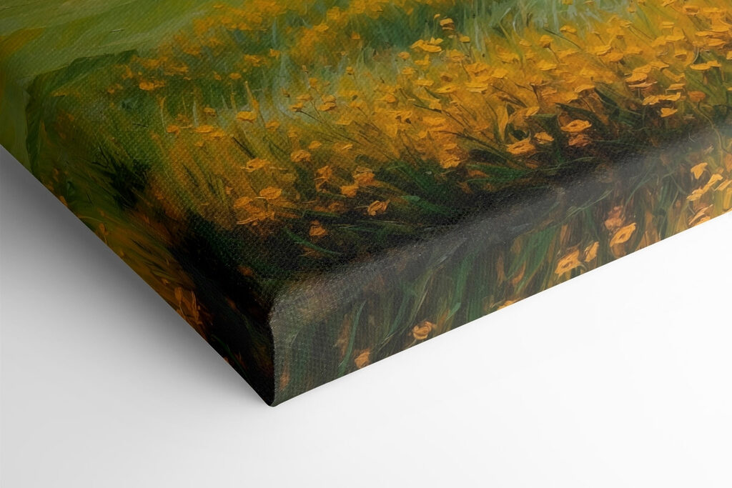 Field of flowers and mountains