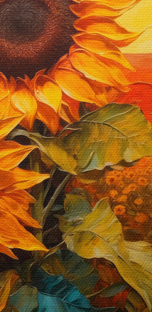 Painting of sunflowers in a field Painting of sunflowers in a field