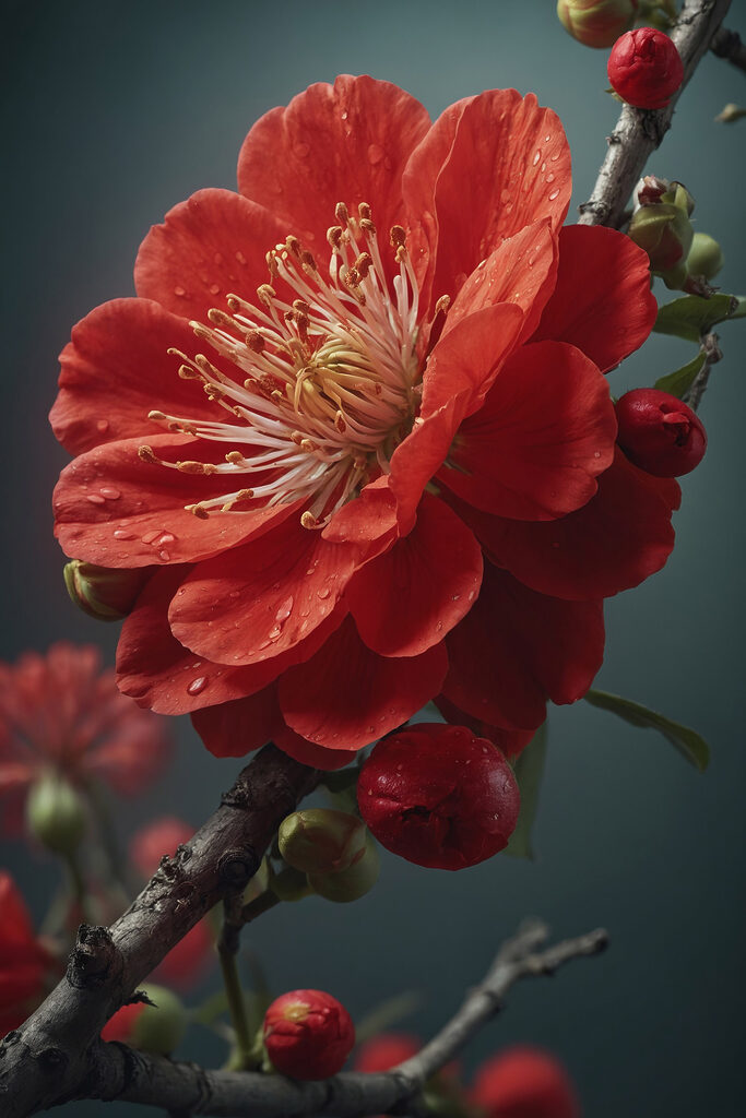 Vibrant bloom with delicate water droplets Vibrant bloom with delicate water droplets