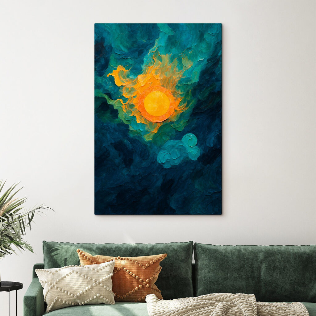 Painting of a sun and clouds Painting of a sun and clouds