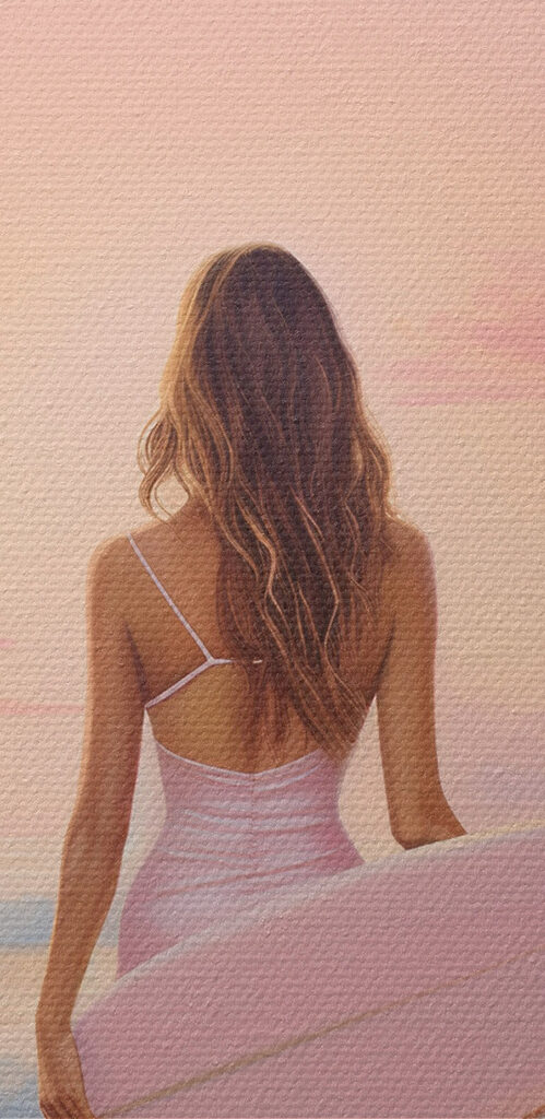 Woman in a swimsuit holding a surfboard on a beach Woman in a swimsuit holding a surfboard on a beach