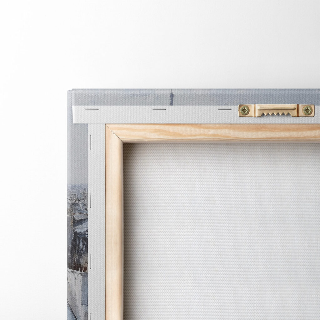 Cup of coffee and croissants on a table with buildings in the background