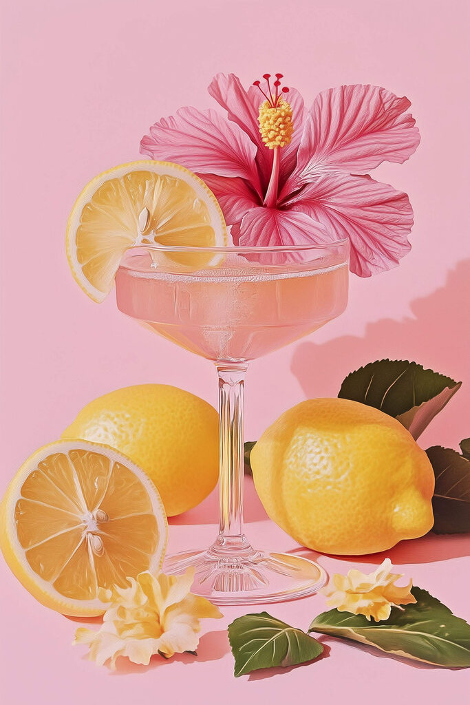 Glass with a drink and lemons Glass with a drink and lemons