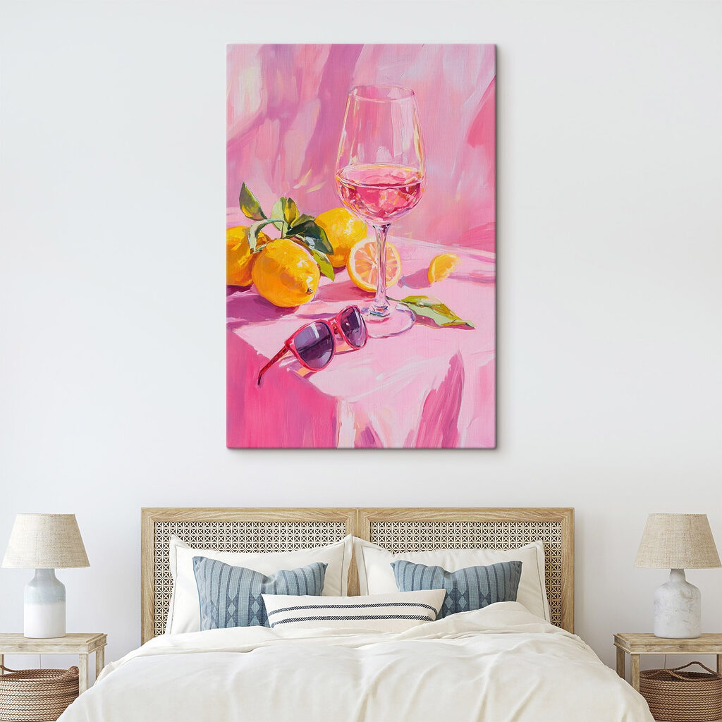 Glass of wine next to lemons and sunglasses Glass of wine next to lemons and sunglasses