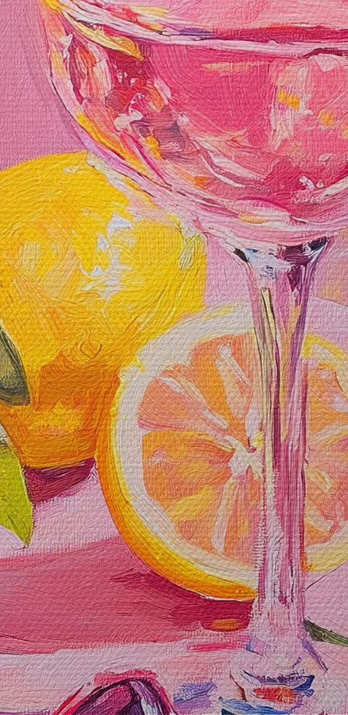 Glass of wine next to lemons and sunglasses Glass of wine next to lemons and sunglasses