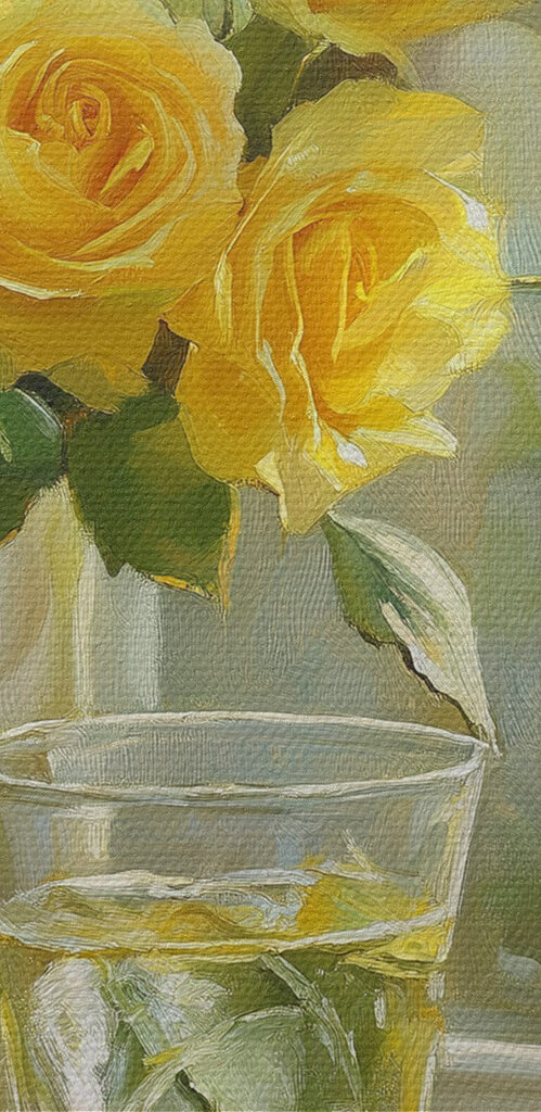 Yellow roses and lemons on a plate