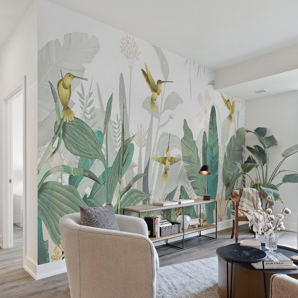 Hummingbirds flying over plants Hummingbirds flying over plants