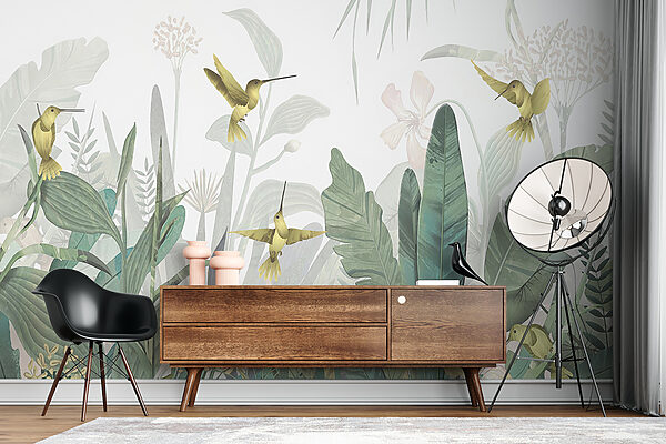 Hummingbirds flying over plants Hummingbirds flying over plants