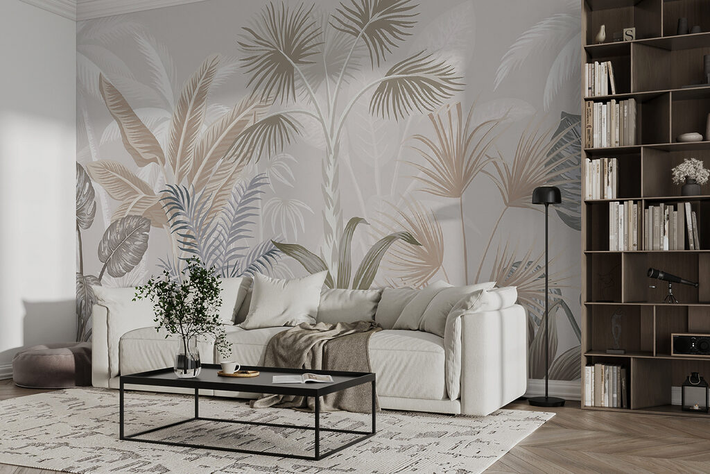 Tropical leaves in soft pastel hues Tropical leaves in soft pastel hues