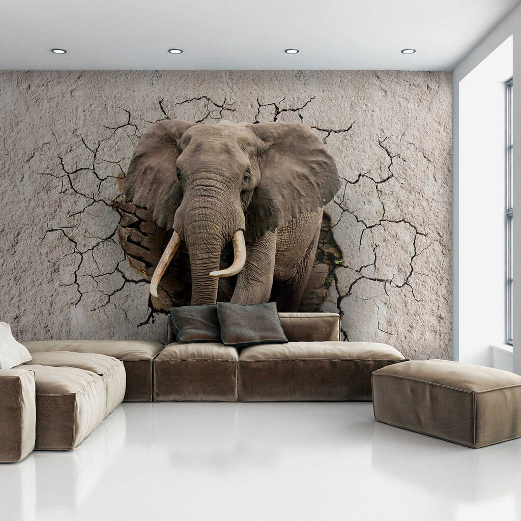 An elephant coming through a wall An elephant coming through a wall