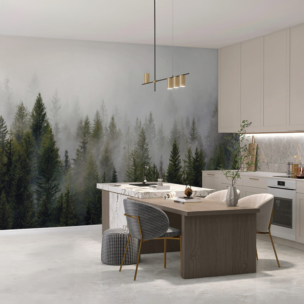 Group of trees in the fog Group of trees in the fog