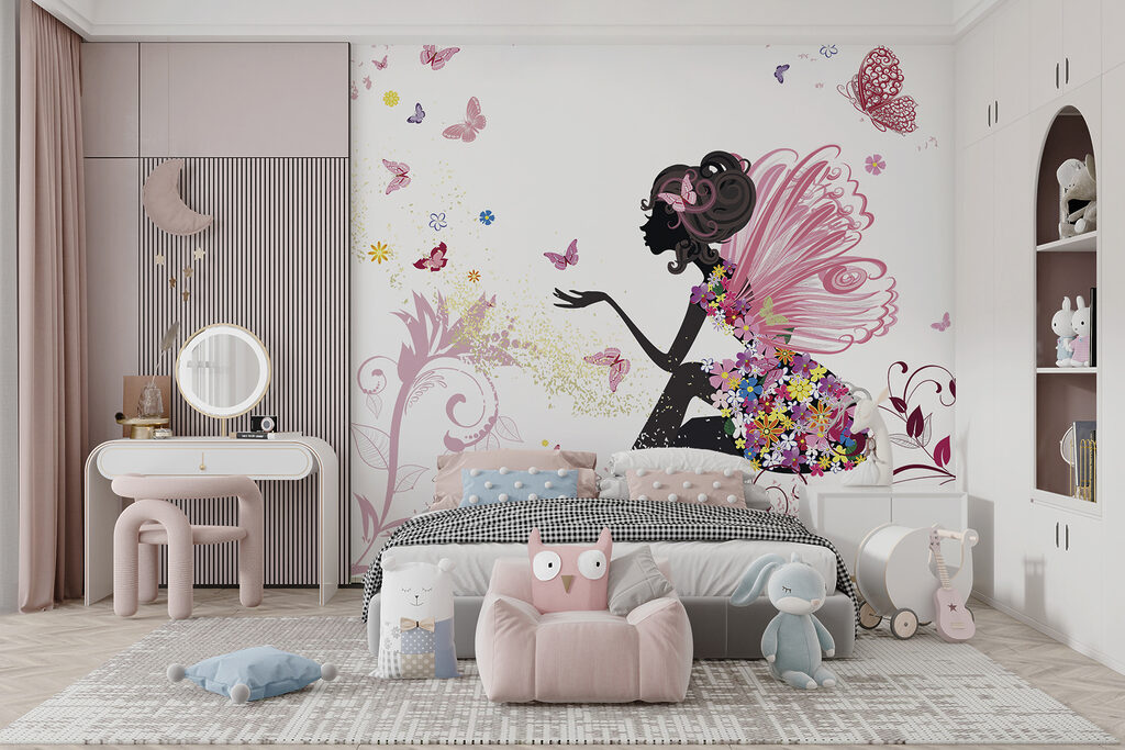 Woman sitting on a flowery dress Woman sitting on a flowery dress