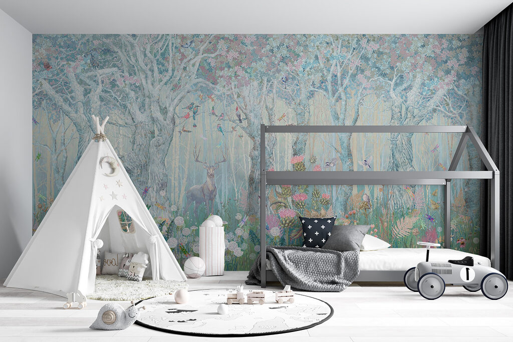 Painting of a deer in a forest Painting of a deer in a forest