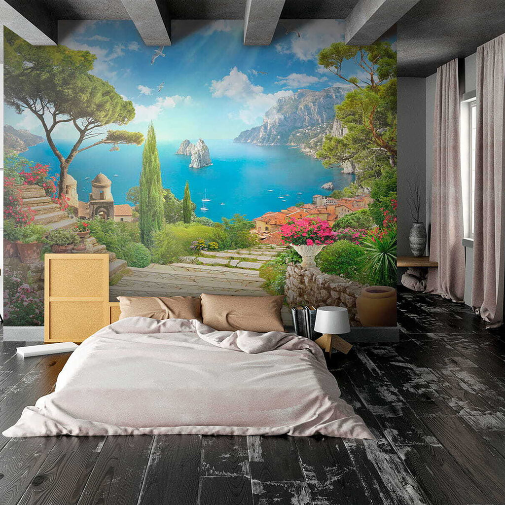 Stone stairs leading to a body of water Stone stairs leading to a body of water