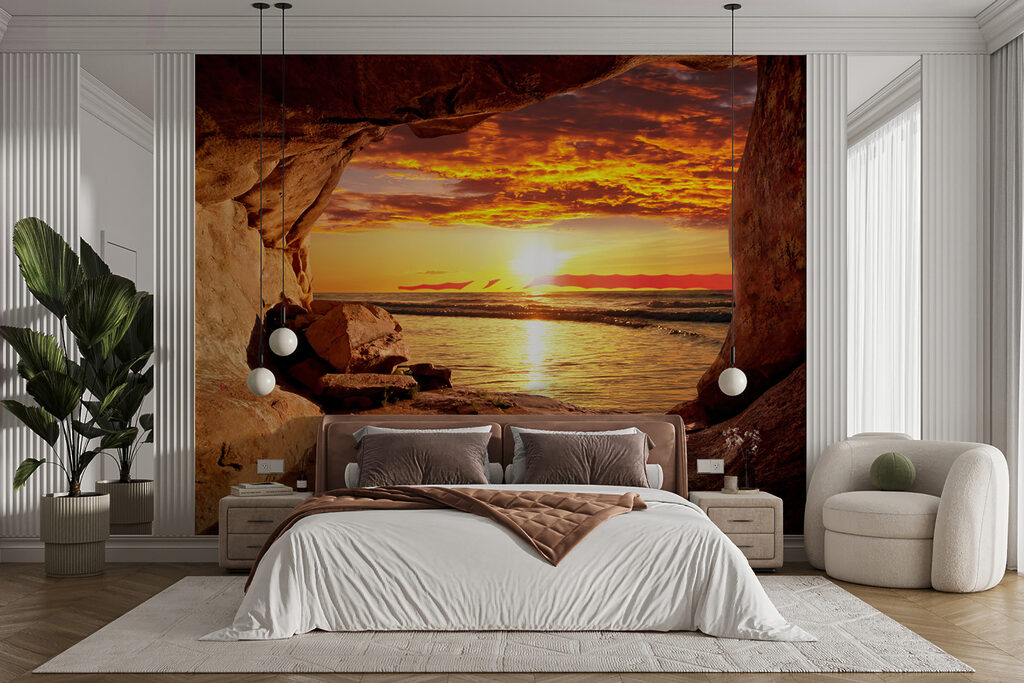 Sunset over a body of water