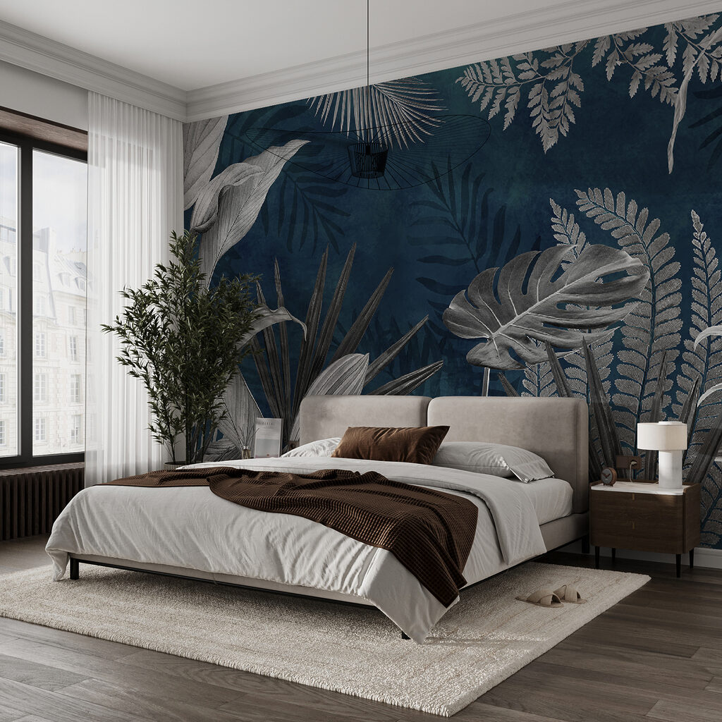 Group of leaves on a blue background Group of leaves on a blue background