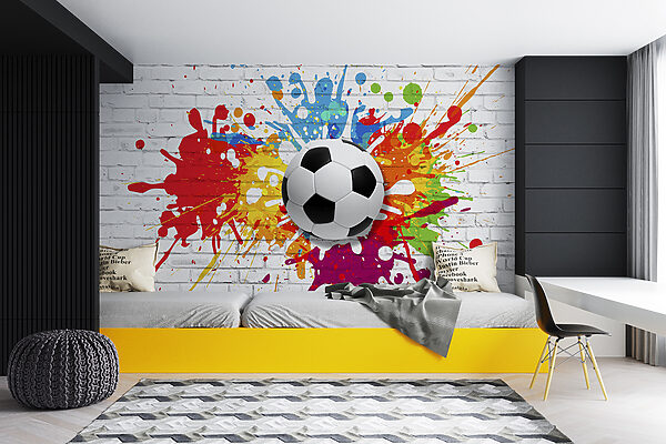Futbalová lopta na tehlovej stene Futbalová lopta na tehlovej stene