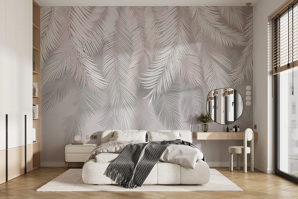 White leaves on a gray background