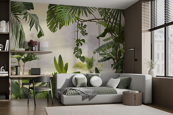 Group of plants with trees and flowers