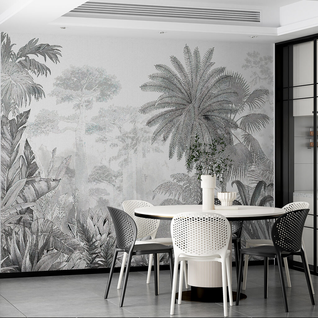 Black and white image of a forest Black and white image of a forest