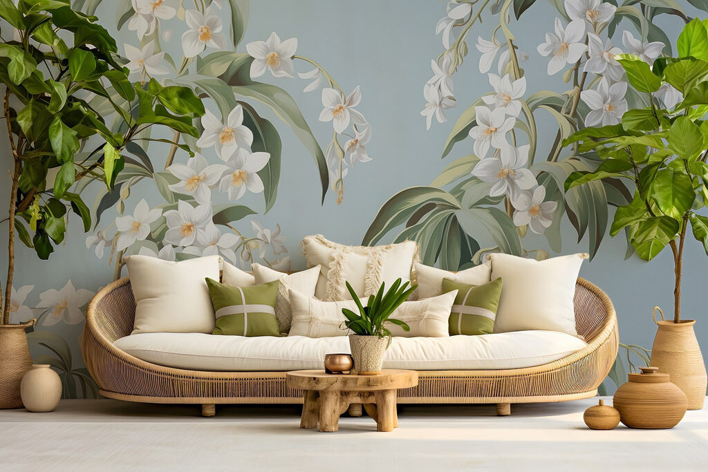 Wallpaper with white flowers Wallpaper with white flowers