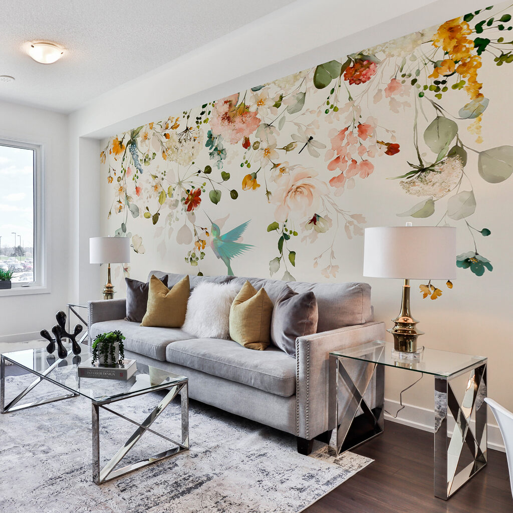 Bird flying in a garden