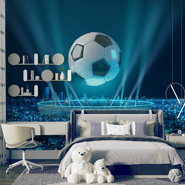 Futbalová lopta nad štadiónom Futbalová lopta nad štadiónom