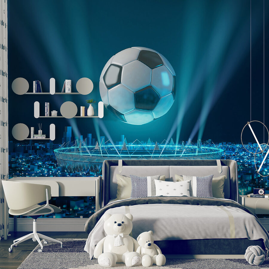 Futbalová lopta nad štadiónom Futbalová lopta nad štadiónom