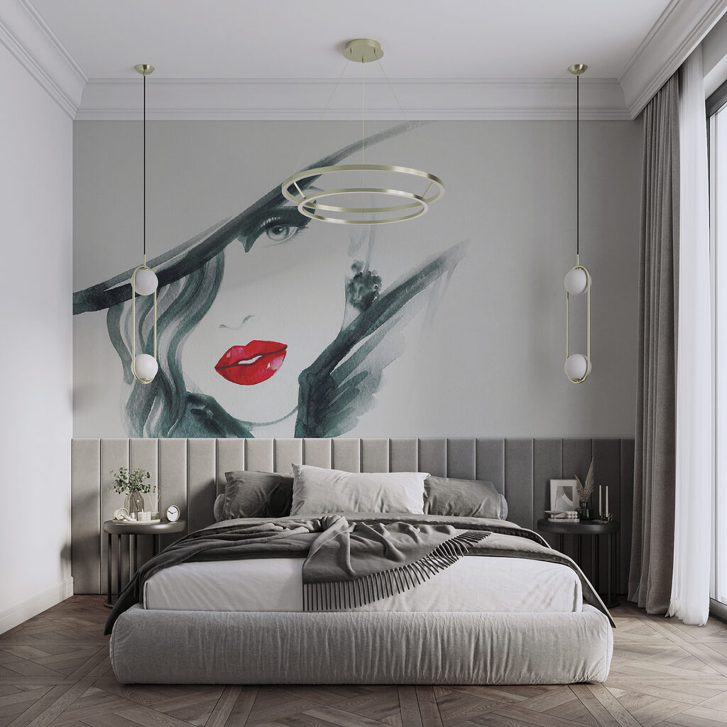 Woman with red lips and black hat