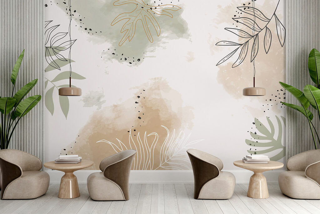 Abstract leaves with soft watercolor tones Abstract leaves with soft watercolor tones