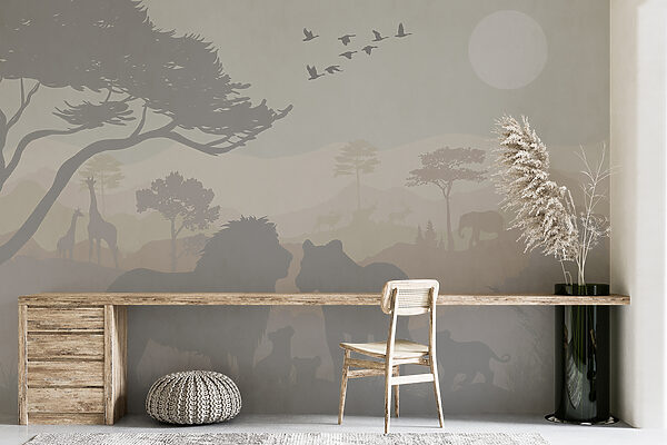 Group of animals in a landscape