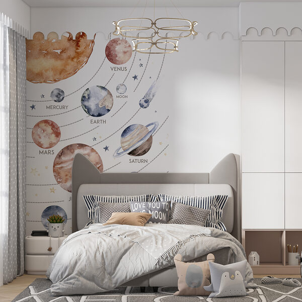 Watercolor of planets and stars Watercolor of planets and stars