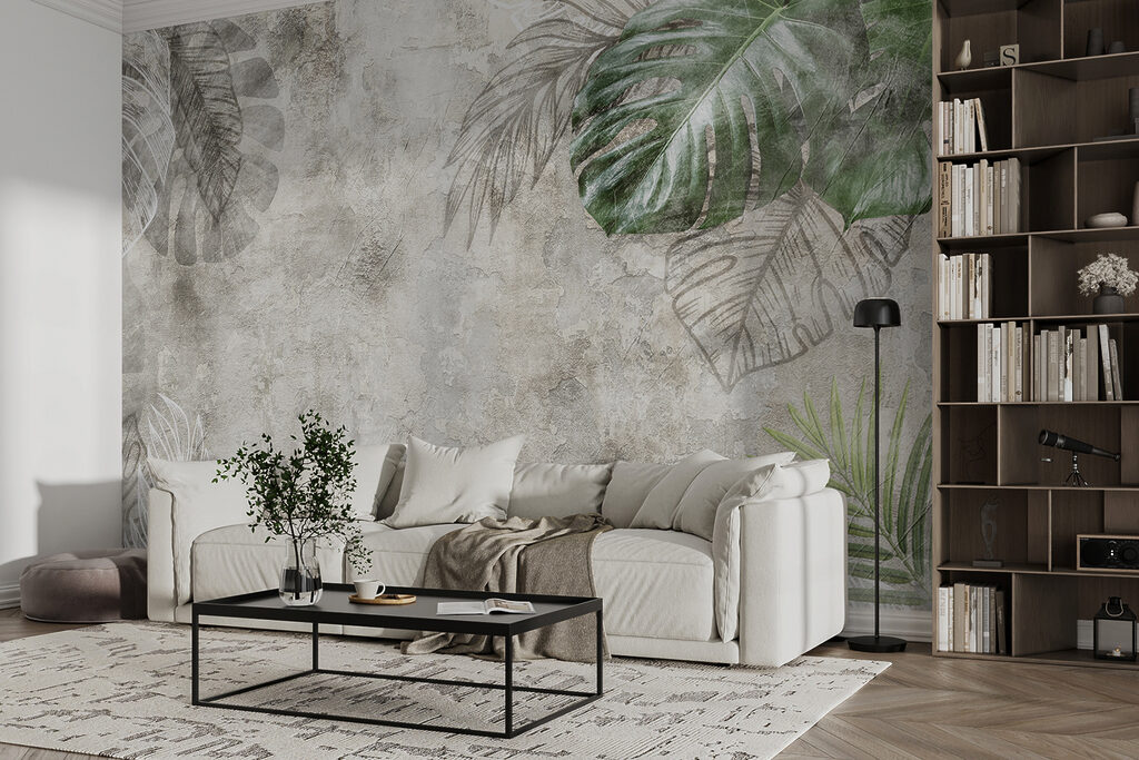 Elegant leaves on textured background Elegant leaves on textured background