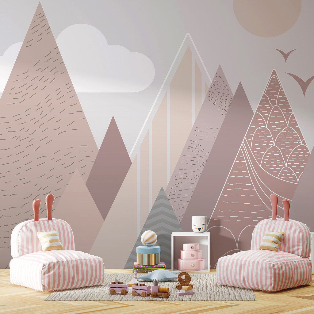 Landscape of mountains and birds Landscape of mountains and birds