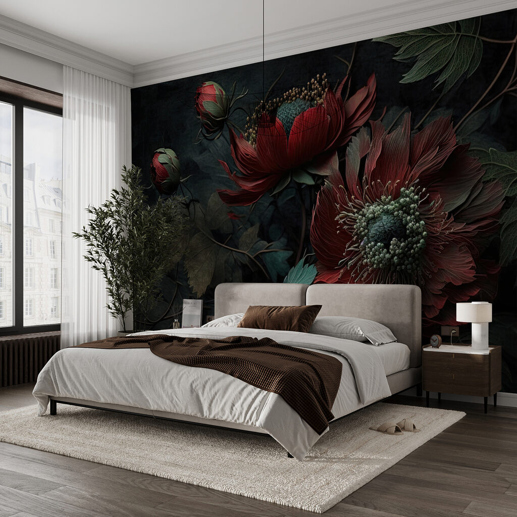 Dark blooms in a moody setting