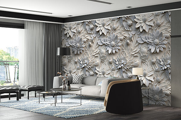 Biely kvetinový vzor na stene Biely kvetinový vzor na stene