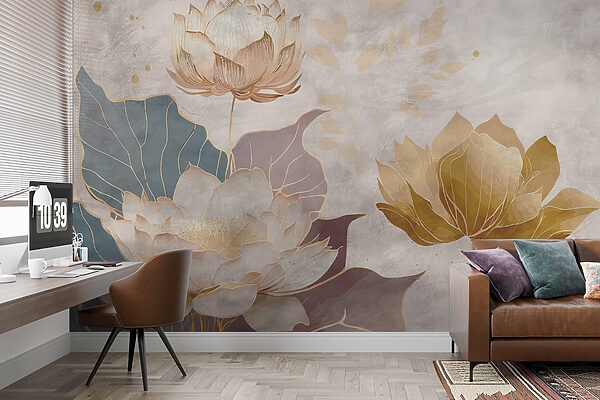 Painting of flowers and leaves