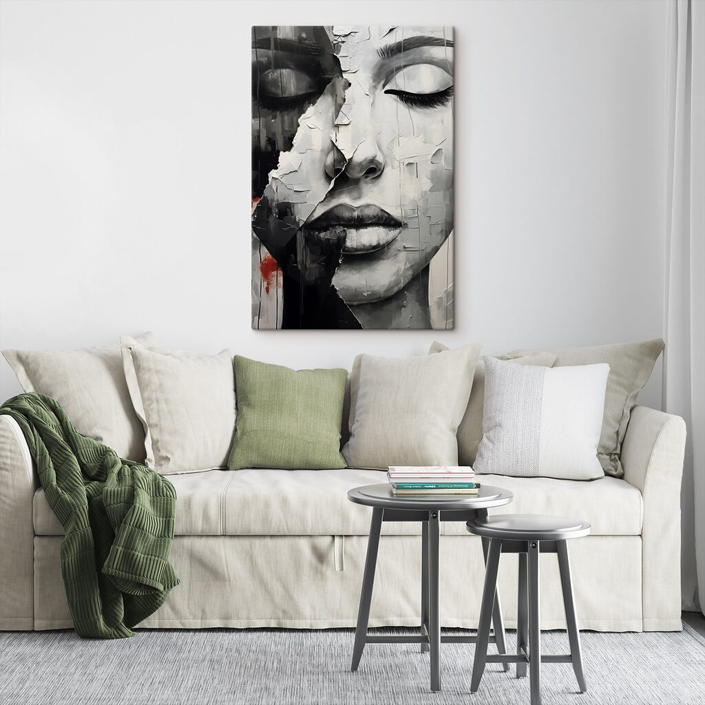 A painting of a woman's face A painting of a woman's face