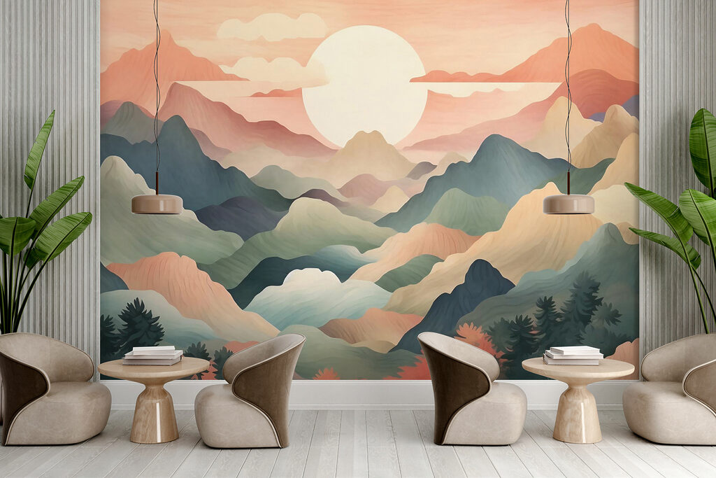 Landscape with mountains and trees