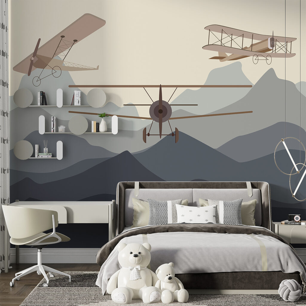 Two airplanes flying in the air