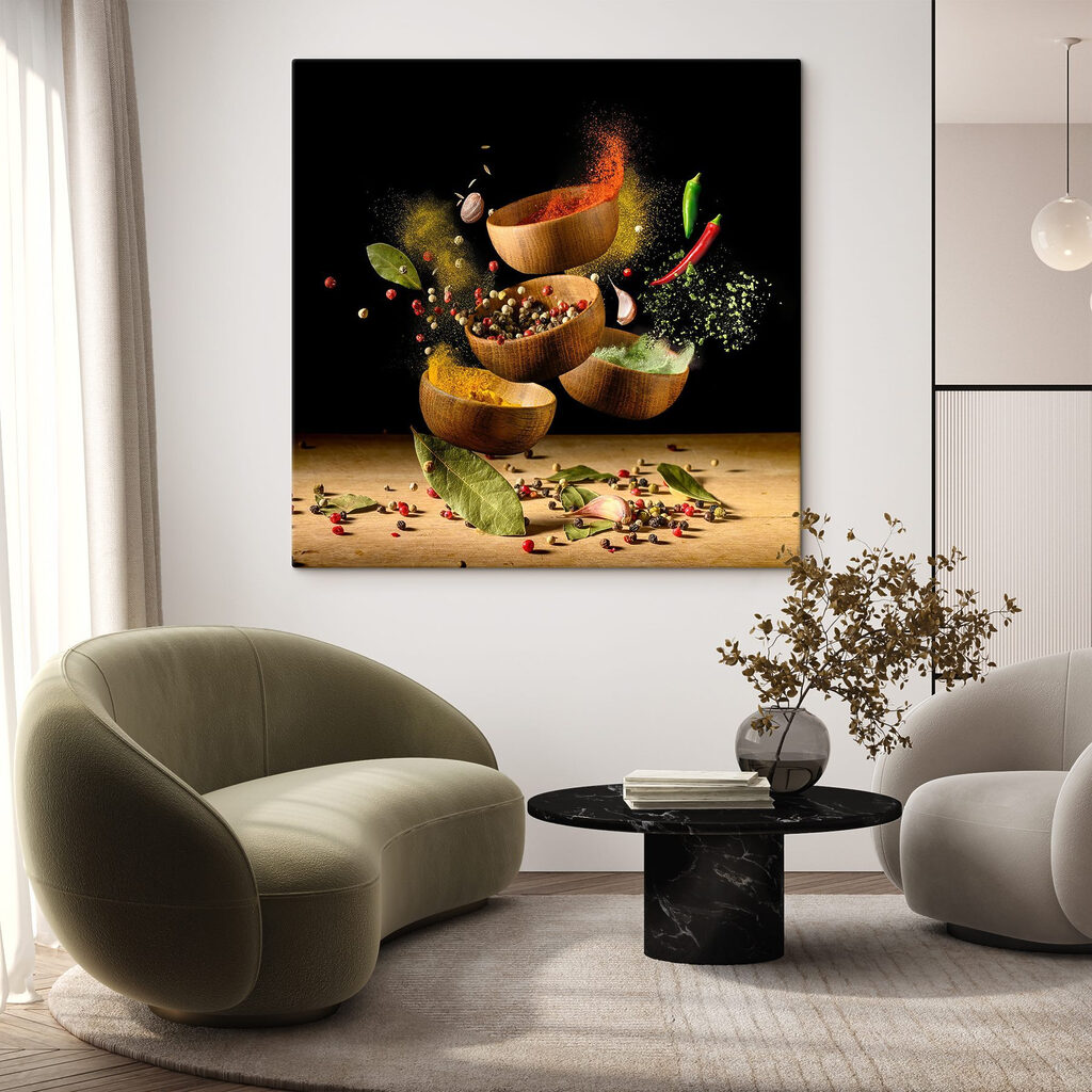 A group of bowls with spices and herbs A group of bowls with spices and herbs