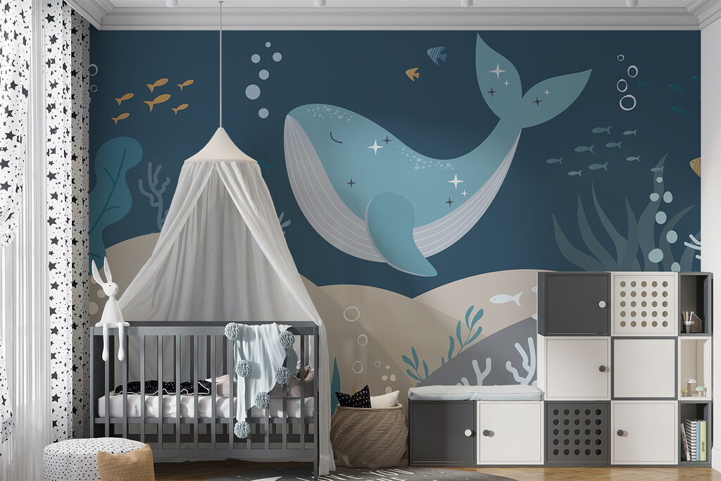 Whale swimming under water Whale swimming under water