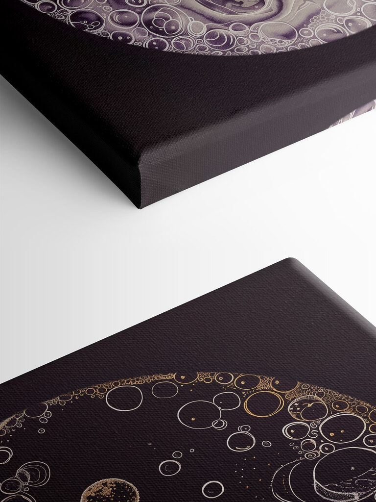 A yin yang symbol with bubbles