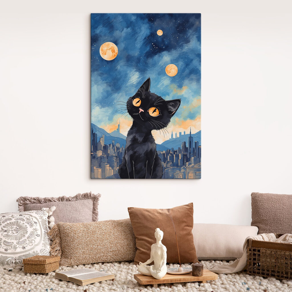 A cat looking up at the moon A cat looking up at the moon